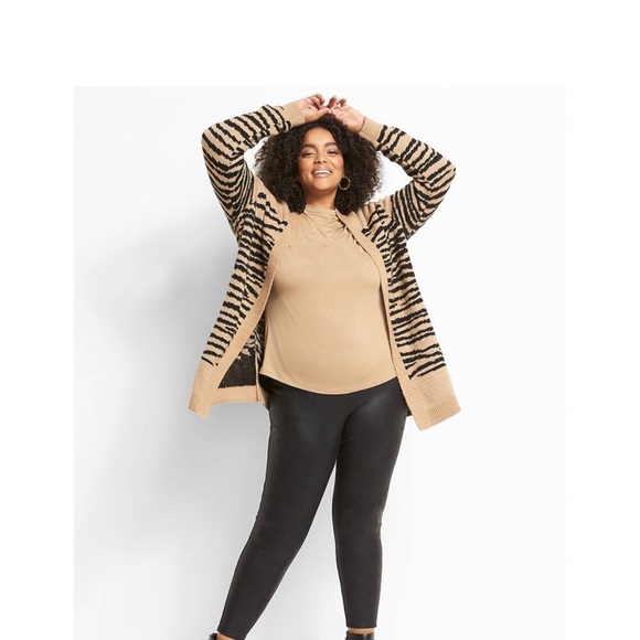 Lane Bryant Black and Tan Animal Print Cardigan - Picture 3 of 5